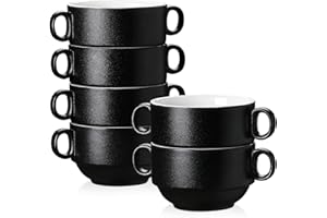 vancasso FORTE Ciotole per Zuppa con Manici, Ciotole per Zuppa di Cipolla in Ceramica da 400ML per Cereali, Pasta, Set di Ciotole, Microonde, Lavabili in Lavastoviglie, set di 4