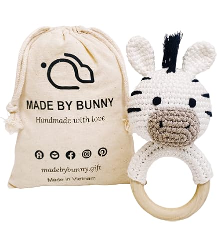 MADE BY BUNNY Bunny Zebra Toy, Handmade Plaything For Young Children, Rattle Toy With Strict Quality Testing Process., Multicolored