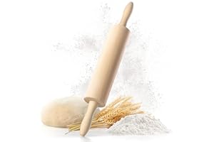 TIMELEOS Wałek do ciasta z metalową osią – wałek do ciasta – wałek do ciasta – wałek do ciasta jako akcesoria do pieczenia – wałek do pieczenia z drewna bukowego do wałkowania ciasta – stabilny i