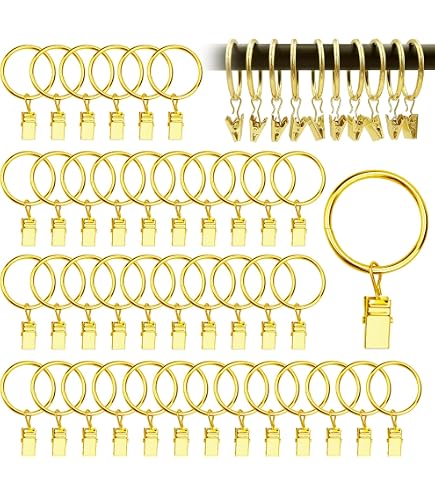 Anneaux Rideau Avec Clips Métal - Lot De 50 - Diamètre 38mm - Rouge Bronze Antirouille