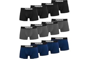 FORVEVO Boxer Homme Coton Lot de 12, Caleçon Homme avec Respirants, sans Étiquette, Boxers Doux et Ceinture Élastique pour Un Usage Quotidien