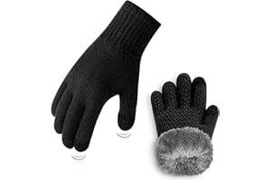 ineepor Kids Alpaca Wool Gloves for Boys Girls Children Toddler Winter Grip Warm Thermal Gloves with Fleece Lined Touchscreen