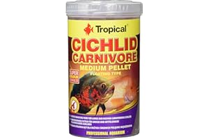 Tropical Cichlid Carnivore Medium Pellet 500ml / 180g - Nourriture rehaussant la Couleur pour cichlidés Carnivores de Taille Grande et Moyenne