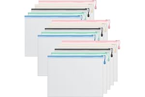 FYY A4 Plastic Zip Wallets Folder, 15PCS Mesh Zipper Pouch Document Wallet, A4 Zipper File Folders, Zip Lock Bags for School Office Household Travel Supplies Pack-3