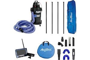 SkyVac Mighty Atom, Gutter Vacuum Premium 44mm Clamped 4 Pole with Non-Recordable Camera, Black