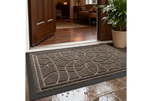 DEXI Felpudo Entrada Casa 44 x 75 cm, Felpudos Exterior Antideslizante y Lavable, Impermeable Alfombra Atrapar Suciedad para Puerta Principal, Balcón, Jardín, Marrón