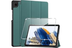 Rojeuinn Cover per Samsung Galaxy Tab A9+/A9 Plus 2023 11 inches custodie+1 Pezzi Vetro Temperato,Gomma Protezione Protettivo,Ultra Sottile Antiurto Anti-Graffio TPU Flessibile Case-Green