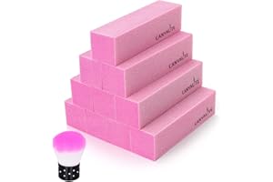 Canvalite 10Pcs Nail Buffer Block with Nail Brush, 120 Grit Professional Salon Nail Buffer Block for Gel Nails
