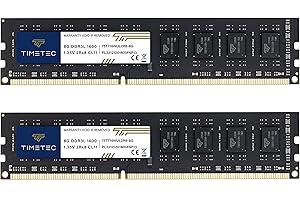 ‎TIMETEC Timetec Premium 16GB KIT(2x8GB) DDR3L/DDR3 1600 MHz PC3L-12800/PC3-12800 Nicht-ECC ungepuffert 1,35 V/1,5 V CL11 2Rx8 Dual Rank 240 Pin UDIMM Desktop PC Computerspeicher RAM Modul Upgrade