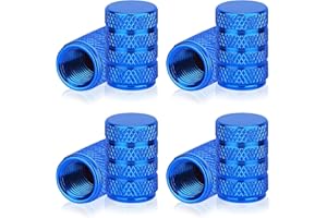 Wincredulous Deep Blue Thread Tyre Valve Caps, Dust Caps for Car Tyres, asy-grip Aluminum Alloy Car Dust Cap Valve Covers Replacement with O-ring Gasket for Bike, Motorcycle, Cars