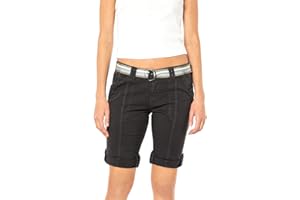 FRESH MADE Damen Bermuda Shorts mit glänzendem Gürtel