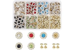 WADORN 120 set di Borchie per Rivetti con Strass Da 11 mm, 6 colori Sole Fiore di Cristallo Rivetti Borchie Rivetti In Pelle Borchie Diamante Nailhead Borchie per Artigianato In Pelle Fai Da Te