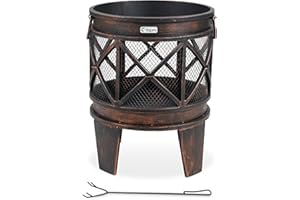 tepro Feuerstelle Gracewood, Feuerschale Outdoor, Feuerkorb für den Garten, mit Schürhaken, Maße ca. 42 x 42 x 53 cm