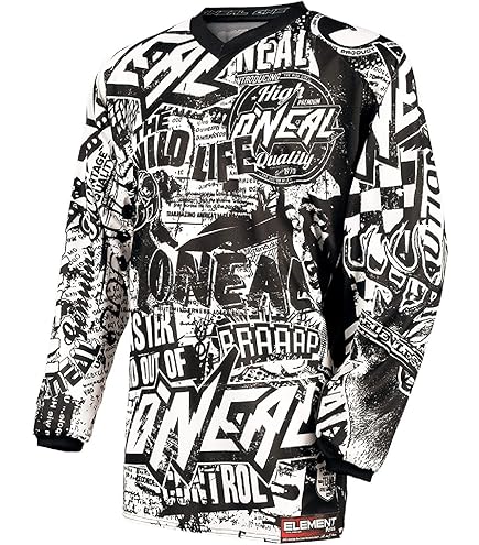 O'NEAL | Jersey | Enduro Motocross | Ademend materiaal, gewatteerde elleboogbescherming, geschikt voor maximale bewegingsvrijheid | Jersey Element Dirt | Volwassen | Zwart/grijs | Maat S