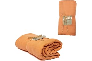 BEBICCO Couverture d'Emmaillotage/Lange bébé, Abricot, 120x120cm en Coton Bio (certifié GOTS) & Bambou : Douce, Légère, Respirante, Polyvalente & Facile à Entretenir - Idéale comme Cadeau