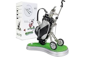 Crestgolf PU Carrello da Golf, Golf Portapenne con 3 Penne a Forma di Golf Gear And di Tappetino da Prato in Plastica