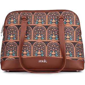 ZOUK Carry All Work Bag | Jute | Vegan Leather Handcrafted Women's Shoulder Bag with Double Handles