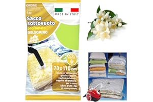OUTLET ACCESSORI 1 Sacco Sottovuoto Vestiti Grande 110x70cm - Profumato al Gelsomino - Sacchi Sottovuoto Piumoni Coperte - Sacchetti Sottovuoto Vestiti Salvaspazio Buste per Indumenti