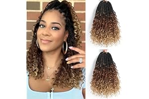 FIRSTCYH HAIR 8 Packs Boho Crochet Braids Meches Hair Pre Loop Meches Pour Tresses Africaine Goddess Box Braids Extensions de cheveux pour femmes noires (30.6 cm (Lot de 8), 1B/30/27#)