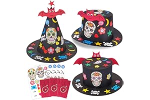HOWAF 3pcs Noir Halloween Chapeaux pour Enfant Adult Artisanat Bricolage Chapeaux de Fête Halloween Activités Accessoires Fournitures Déguisements de Halloween, Crâne Mort Floral Haut Cône Chapeau