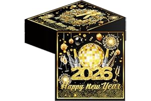 BUSCANDO 40Stück Servietten Happy New Year Silvester Deko 2026 Neujahr Tischdeko Schwarz Gold Silvester Servietten Neujahr Party Dekoration Supplies Einweg Papierservietten 33x33cm