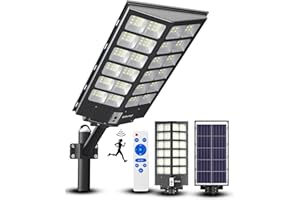 Ofuray Of-9800W Lampione Solare Led Esterno, Faro Led Esterno con Pannello con Telecomando, IP67 Impermeabile Lampioni Solari Sensore di Movimento e Crepuscolare, 6500k Luce Solari per Giardino,Strada