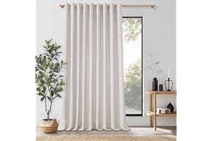 MRTREES Tende con Anelli per Interni a Vetro Tenda Lino Naturale per Soggiorno Salotto Eleganti 1 Pezzo Ultra-Largo 300x240 CM Tende Semioscuranti per Porta Finestra Camera da Letto Sala