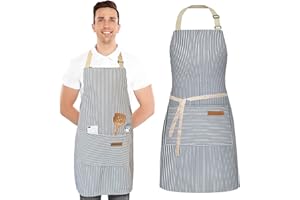 KWQINX Unisex Adjustable Apron with Pockets - Suitable for Home Kitchens, Restaurants, Cafes