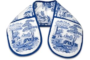 PIMPERNEL Blue Italian Guante Doble para Horno, algodón, Azul y Blanco