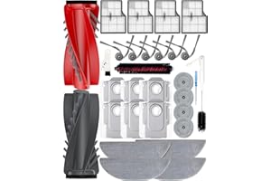 YIVY Lot de 30 accessoires pour aspirateur robot Roborock SAROS 10/G30 avec 2 brosses à rouleau, 6 brosses latérales, 4 filtres, 4 + 4 tampons de serpillère, 6 sacs à poussière, 1 brosse autonettoyante
