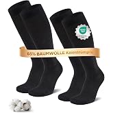 Niofind Compression Socks Women and Men, 2/4 Pairs, 65% Cotton | Knee-length with wide cuff, seamless toe, heel and toe reinf