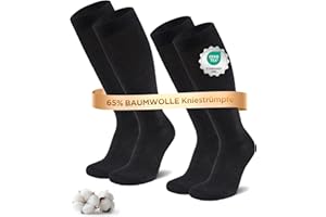 Niofind Kompressionsstrümpfe Damen & Herren, 2 Paar Kniestrümpfe & Stützstrümpfe aus 65% Baumwolle, Reisestrümpfe für Sport, Arbeit, Flug & Schwangerschaft