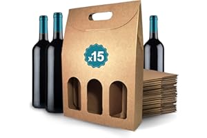 ESPIRITO REBELDE 15 Boîtes en Carton Marron Vides pour 3 Bouteilles de Vin 27x9x40cm | Emballage pour Bouteille de Vin pour Cadeaux de Noël, Pâques, Anniversaire, pour les Caves à Vin