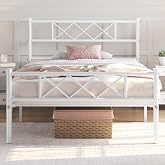 Yaheetech Single Bed 90 x 190 cm with Headboard Height 32 cm White | Modern Bed Frame with Storage Space Easy Assembly