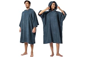 Winthome Poncho Albornoz Absorbente Cálido, Poncho Surf Ayuda de Cambio de Playa, Bata de Baño con Bolsillo y Capucha, para Hombre Mujer, Natación Surf Playas Duchas, Viajes Casa Sauna (Gris Azul, M)