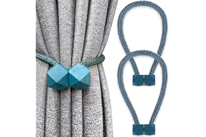 Yatinkim 2 Stück Magnetische Gardinen Halter Raffhalter für Vorhang Fenster Dekorativer Zubehör Weben Schwarzout Haus Küche Bauernhaus Büro Blau
