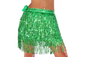 Monbessi Jupe Paillette pour Danse du Ventre Mignon Jupe Danse pour Femmes et Filles Festival de Danse