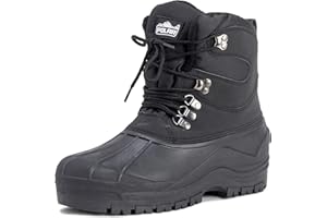 Polar Mens Short Nylon Mesh With Overlay Duck Waterproof Sole Lace Up Winter Snow Boots