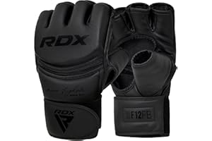 RDX MMA Gants d'entraînement, Maya Hide Cuir, Mitaines Boxe Grappling Sparring, Ventilé Ouvert Paume, Protection Poignet Main, Kickboxing, Muay Thaï, Arts Martiaux Combat Gloves, Homme Femme