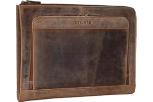 STILORD 'Dillon' Carpeta Portafolio Cuero Bolsa de Portátil 13,3' Carpeta Portadocumentos A4 Cartera Maletín de Piel Funda Organizador Piel Auténtica