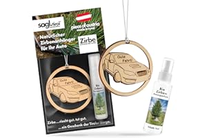 ‎SAGL.TIROL HOLZMANUFAKTUR sagl.tirol Auto Duft aus Zirben Holz [100% Bio] inkl. Zirben Raum Parfüm 5ml I verschiedene Motive I natürlicher Auto Duftbaum I Auto Duft Innenraum I Auto Lufterfrischer I Autoduft I Gute Fahrt