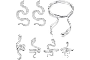 JeryWe Schlange Schmuck Set für Frauen Ohrhänger Schlange für Teenager Mädchen Halskette Anhänger Schlange Silber Gold
