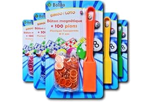 Bolibo - JETON Loto magnétique - Bâton magnétique + 100 PIONS - 17 mm de diamètre - Coloris au Choix - Bleu, Orange, Jaune, Vert, Rouge, Violet... - (Orange)