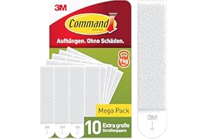Command Klebestreifen, Vorteilspack 10x2 X-Large (20 Strips), Weiß, Für Schweres Gewicht - Bilder Aufhängen ohne Bohren, Streifen halten bis zu 9 kg, Rückstandsfreies Ablösen