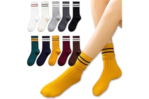 KEVALER 10 Paia Calzini Donna con Graziose Righe Calzini Sportive da Ragazza Calze Fantasia in Cotone Colorato Modello Casual Calze per Usura Quotidiana Casuale Yoga Palestra Corsa Scuola Misurare: 35-40
