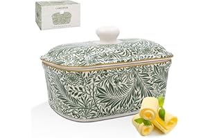 The Leonardo Collection William Morris Larkspur Butter Dishes for Kitchen & Home | Dishwasher Safe Butter Dish with Lid for Keep Butter Fresh | Durable BPA-Free Butterdish for Butter Storage