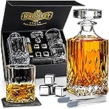 Whisiskey – Whiskykaraff – klassisk – karaff set – whiskyset – 800 ml – presenter till män – Inkl. 4 whiskystenar, tång och 2