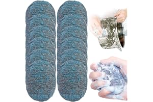 SMELEYOU Tampon Jex avec Savon 12 Pcs De Tampons à RéCurer en Laine d'acier RéUtilisables Et Absorbants Pré-SavonnéS pour Nettoyage De Maison De Vaisselle De Cuisine des Casseroles des Poêles Et des Fours