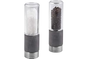 Cole & Mason H321803 Regent Salz und Pfeffermühle, 2er Set Manuell, Beton/Edelstahl, 180mm, Precision+ Keramikmahlwerk, Geschenkset