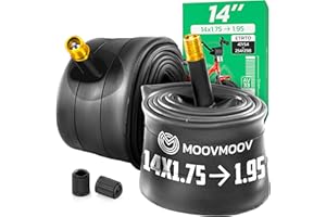 MOOVMOOV Chambre à Air 14 Pouces - pour Pneus 14x1.75 et 14x1.95 avec ETRTO de 47-254 à 54-254 - Valve Schrader - Lot de 2 - Vélo et Plus